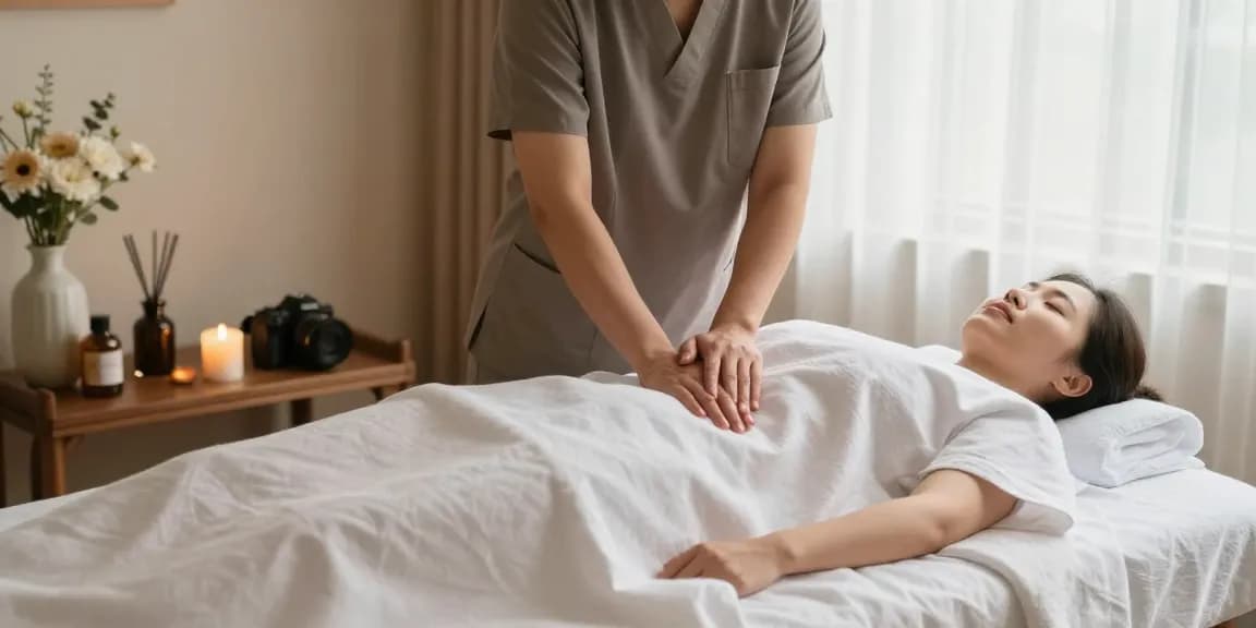 Relaxing 안양출장마사지 in a serene spa environment with soothing elements