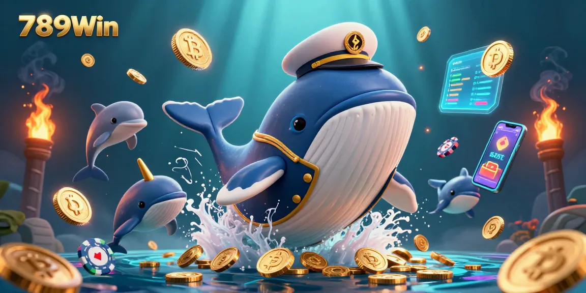 Experience the thrill of gaming at 789Win with vibrant casino characters in a sea of coins.