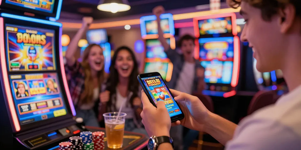 Exciting gaming experience with slot88 apk in a lively casino atmosphere, showcasing colorful slot machines.