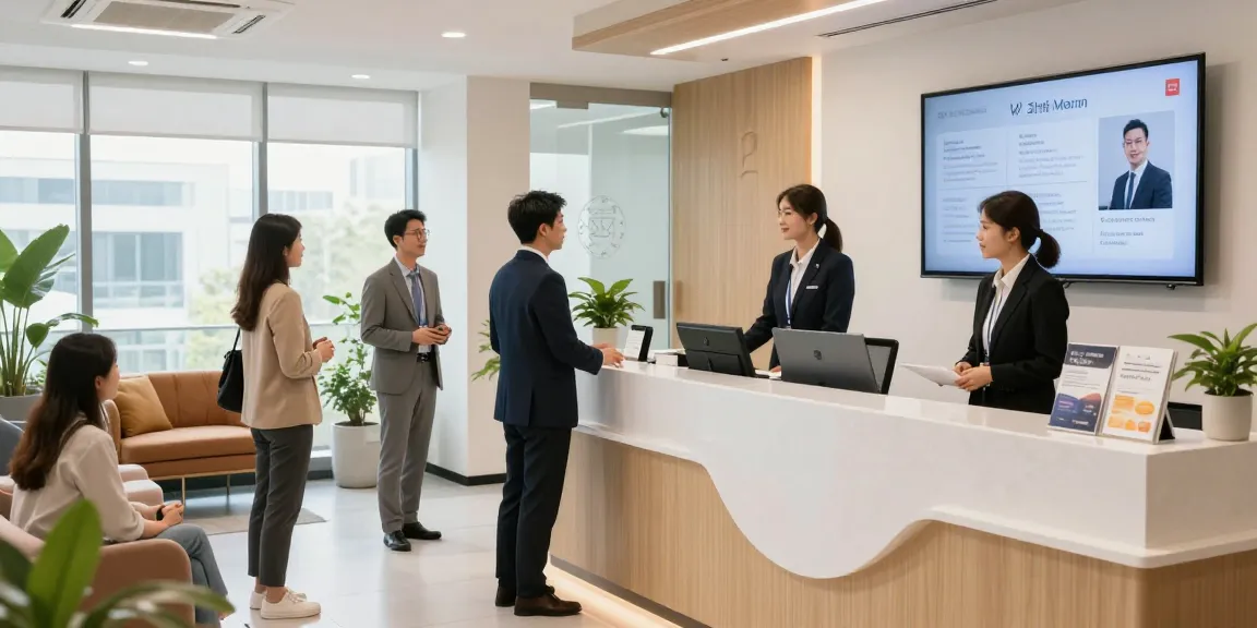 Welcoming reception area of an 오피사이트, showcasing modern decor and inviting atmosphere.