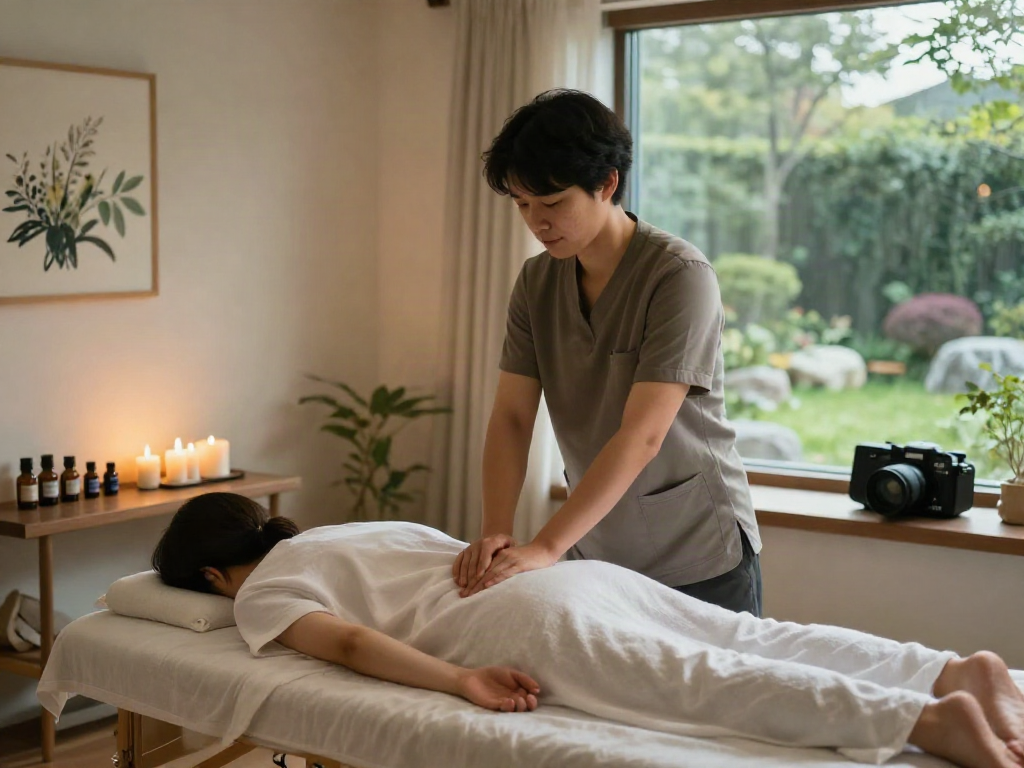 Relaxing 성북구출장안마 session in a tranquil home setting with a professional massage therapist.
