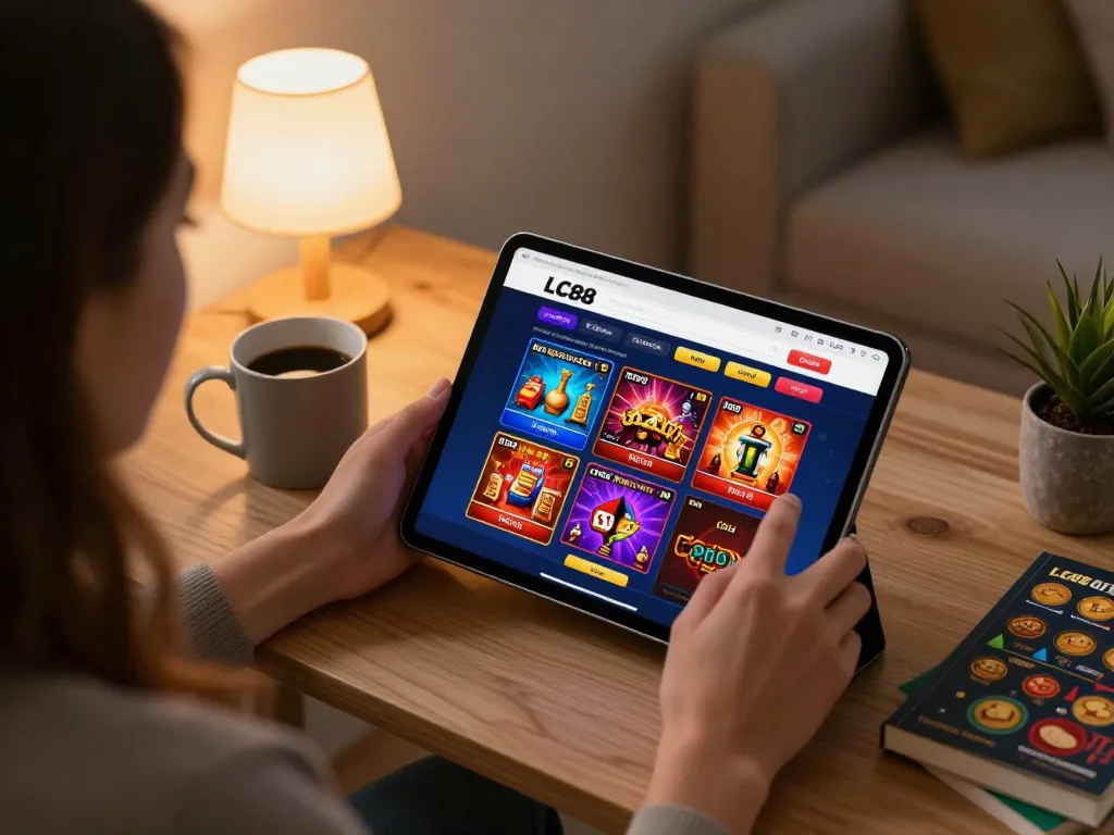 Engaging in online gambling on LC88 platform with vibrant game interface.