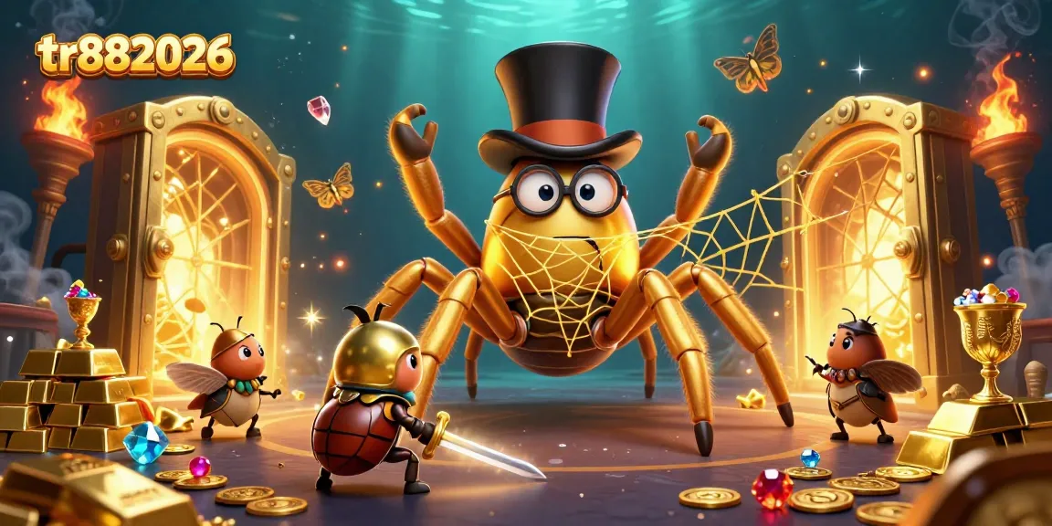 Engage with tr882026 in a vibrant casino adventure featuring a golden tarantula and beetle knight.