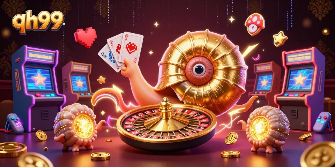 Experience the excitement of qh99 with a giant nautilus roulette wheel and glowing game elements.