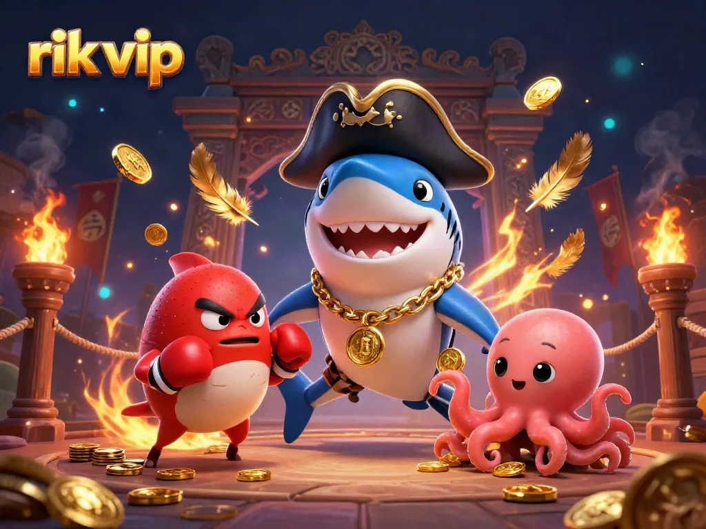 Playing a thrilling game at rik vip with colorful characters and casino elements.