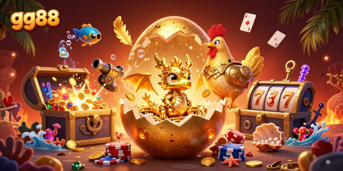 Experience thrilling gaming action with gg88, featuring a golden dragon and poker chips in a vibrant casino scene.