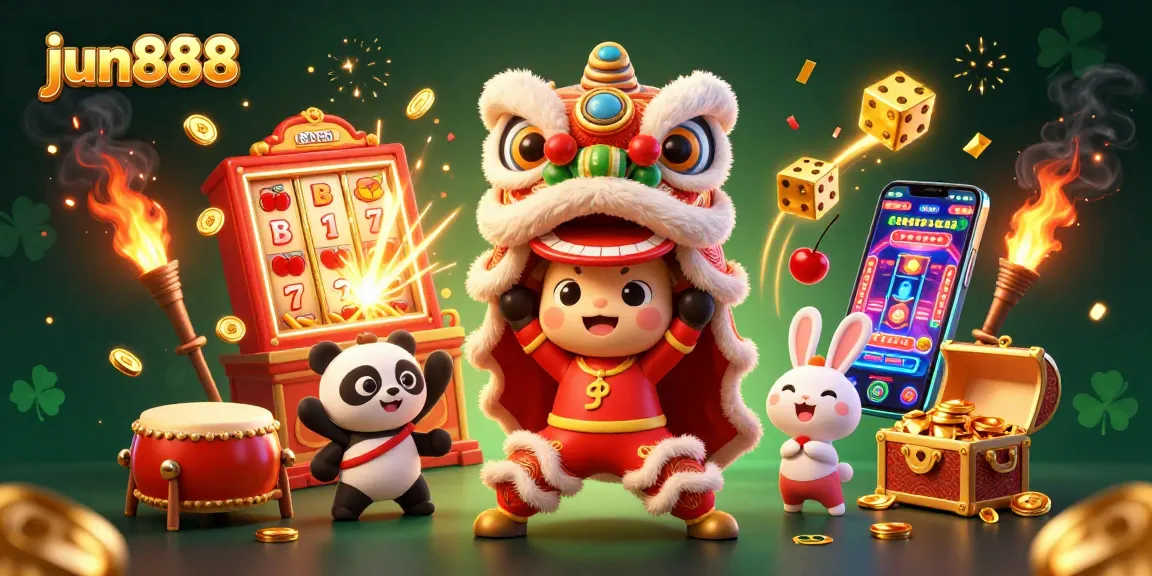 Win big with jun888 while exploring a festive casino atmosphere filled with excitement and gold.