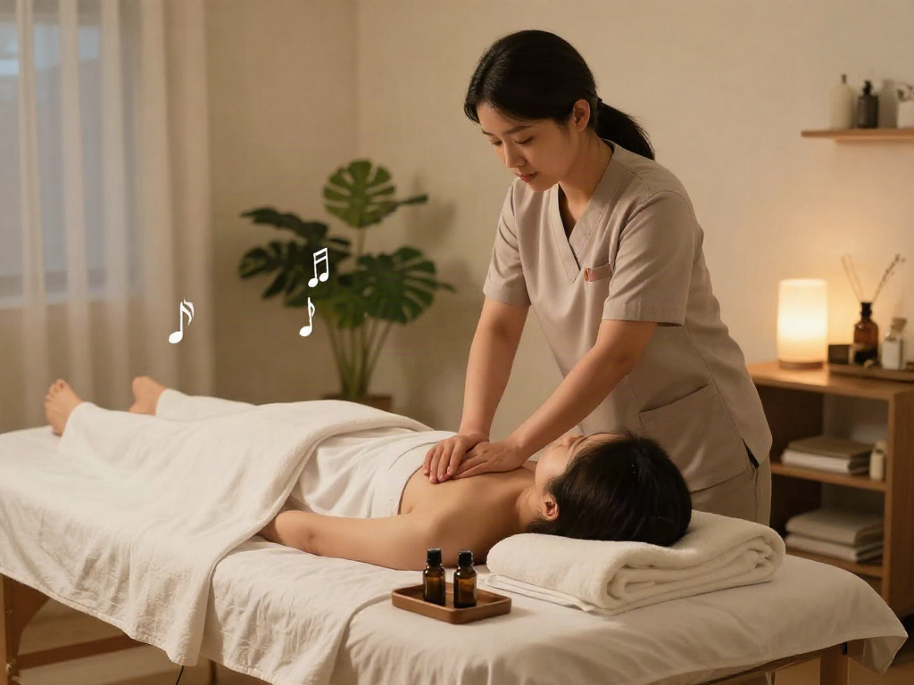 Relaxing 인천출장안마 massage therapy session in a serene home environment.